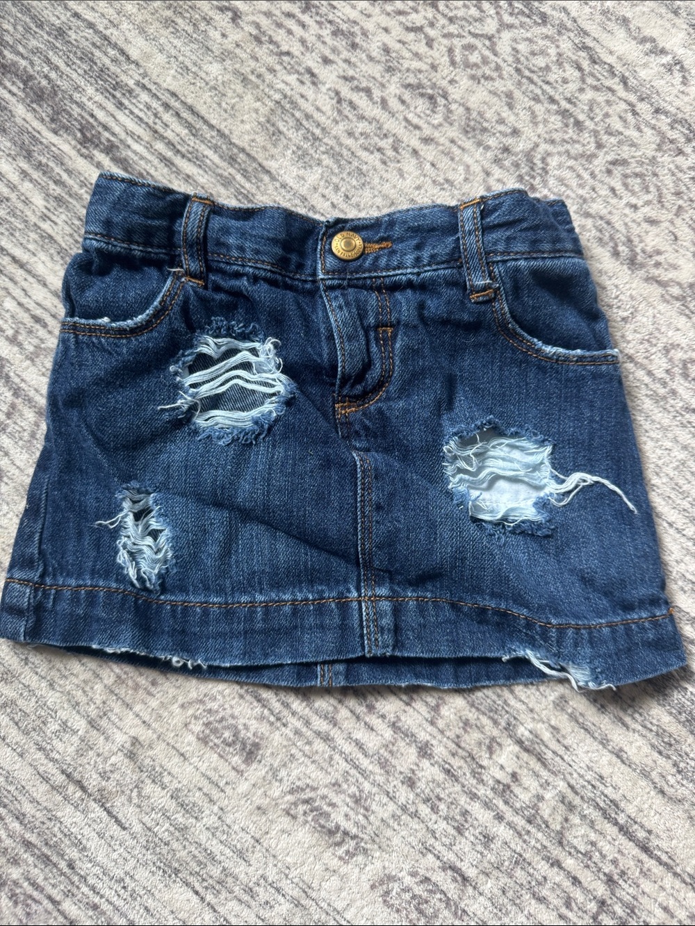 Old Navy Dark Blue Distressed Denim Skirt for Kids